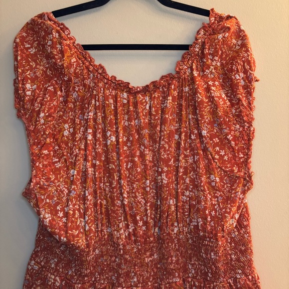 Old Navy Women’s Orange Floral-Print Smocked Peplum Blouse Size 3X - Picture 9 of 9